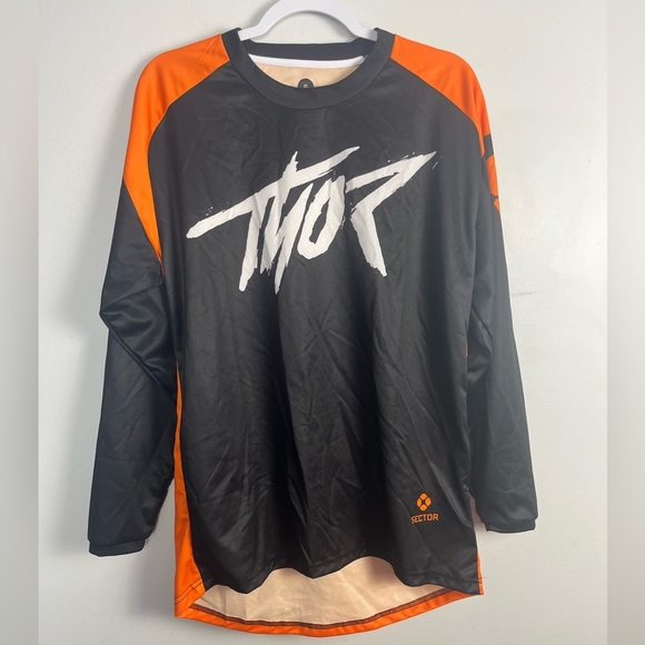 Men’s Thor motorcrossing orange/black/white long sleeve jersey size small - Picture 1 of 3